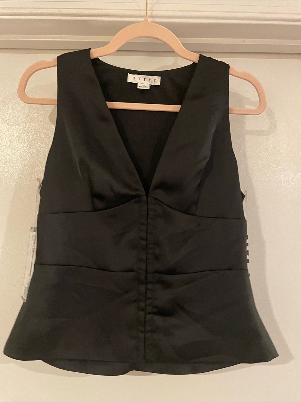 NYFVE Black Satin V-Neck Corset Vest - S